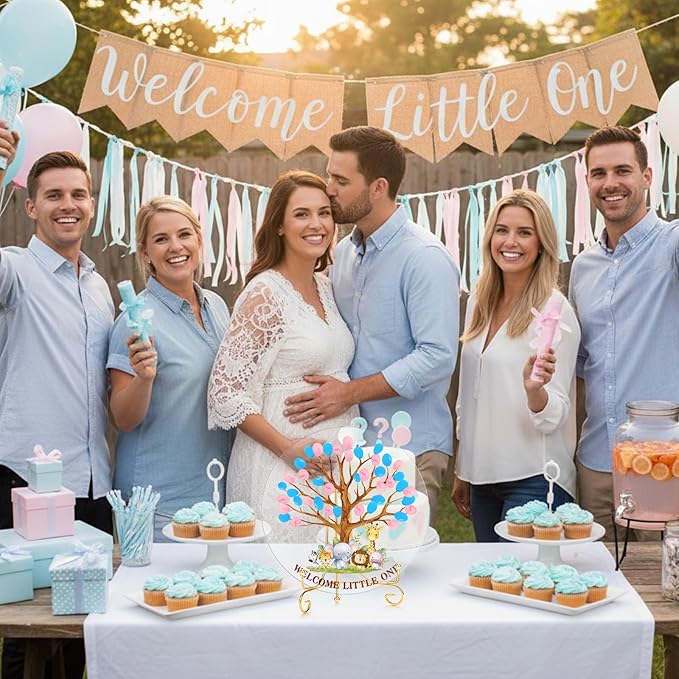Gender Reveal Fingerprint Tree Boy or