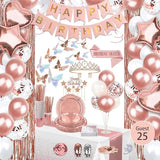 236 Pcs Birthday Decorations For Women Rose Gold Party Decorations