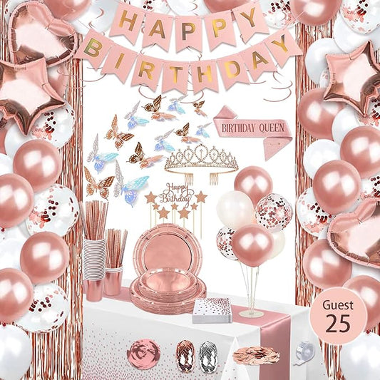 236 Pcs Birthday Decorations For Women Rose Gold Party Decorations