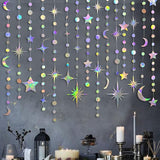 Iridescent Star Moon Circle Dot Garland Party Decoration Kit Hanging
