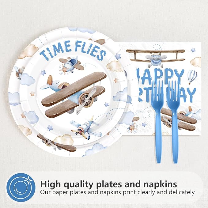 96Pcs Time Flies 1st Birthday Party Decorations Airplane 1st