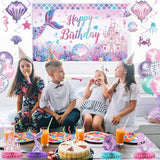 Mermaid Birthday Decorations Includes Banner Backdrop Foil &