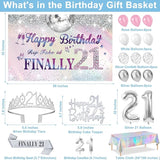 21st Birthday Decorations for Her with Finally 21 Banner Iridescence