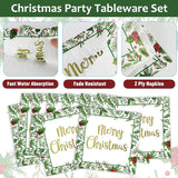 96PCS Christmas Paper Plates and Napkins Set Christmas Party