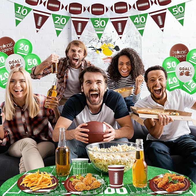 115PCS Football Party Decorations Football Paper Plates and Napkins
