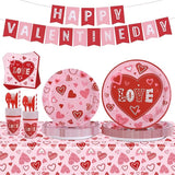 Valentine's Day Heart Love Disposable Tableware Set 194 Pcs Serves