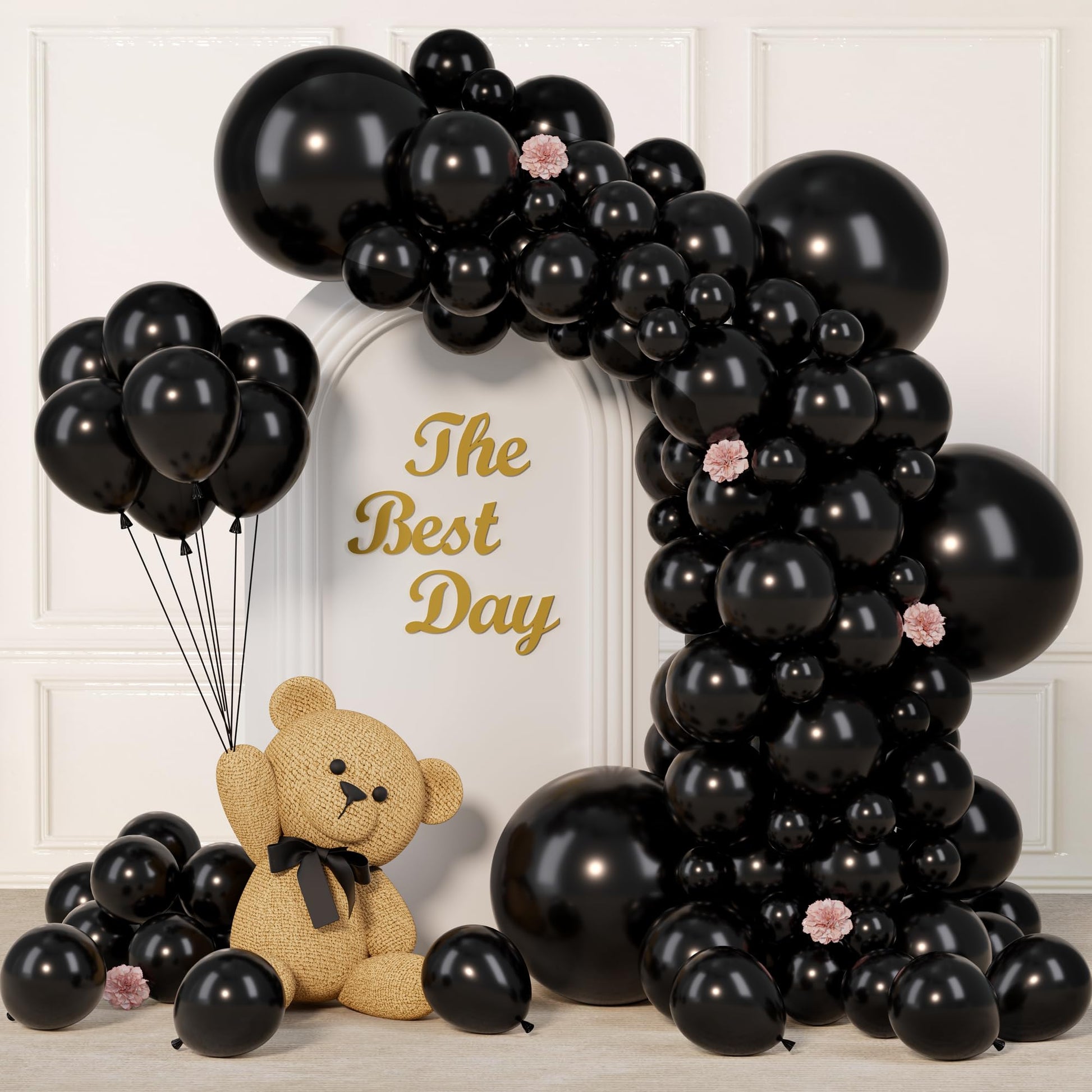 145pcs Black Balloons Different Sizes 18" 12" 10" 5" Black Latex
