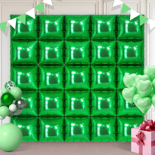 Shamrock Green Square Foil Balloons for St Patrick's Day Decor, 25 Pcs