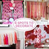 PartyWoo Pink and Red Crepe Paper Streamers 4 Rolls 328 ft Pack of