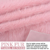 yuboo Pink Fur Table Runner 72 inches, Fluffy Pink Preppy Girly