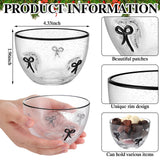 Potchen 2 Pcs Black Bow Candy Bowl Dish, 14oz Glass Dessert Bowls with