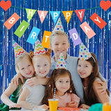 5 Pack Foil Curtain Backdrop Blue Metallic Tinsel Foil Fringe