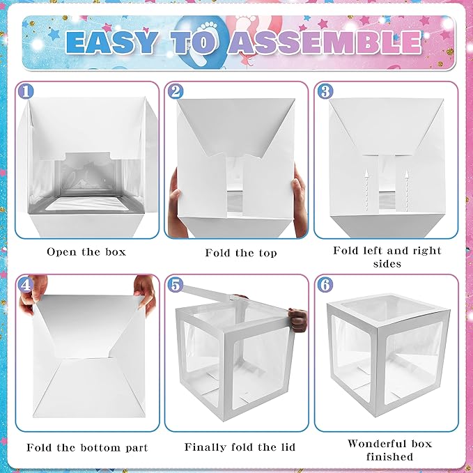 92Pcs Gender Reveal Decorations and Baby Box with Letters Set Boy or