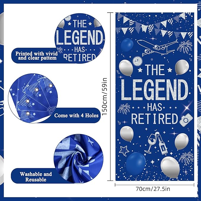 Roetyce Retirement Party Decorations for Men Women, Blue Silver Happy