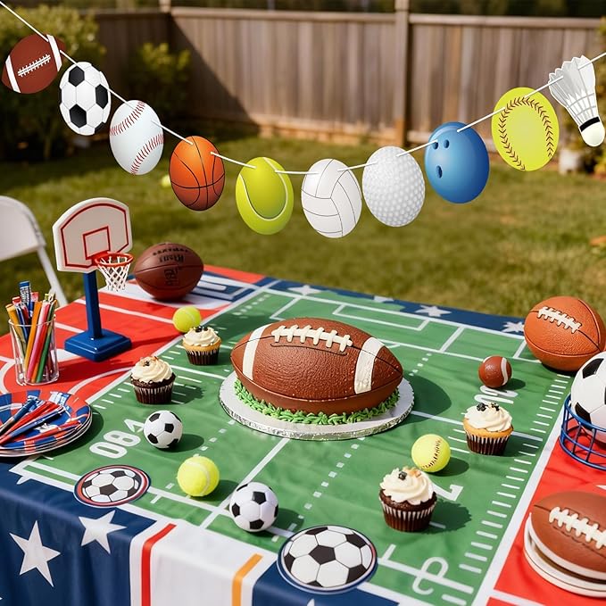 Hooqict Sports Themed Party Decorations Happy Birthday Banner