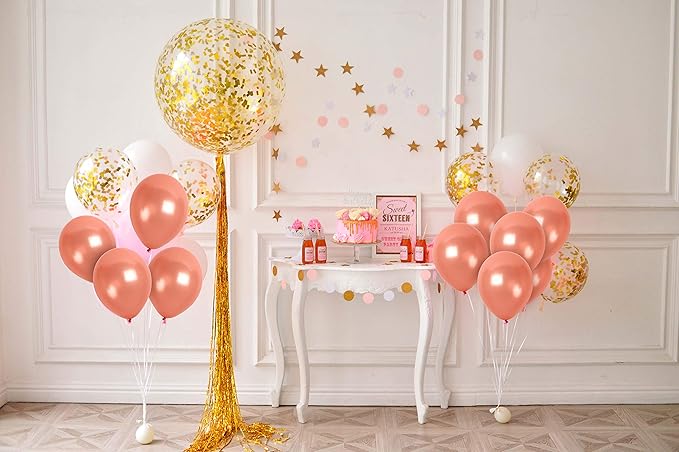 Treasures Gifted Metallic Rose Gold Balloons 12 Inch Latex Birthday