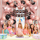 Rose Gold Birthday Decorations Black & Rose Gold Balloons Happy