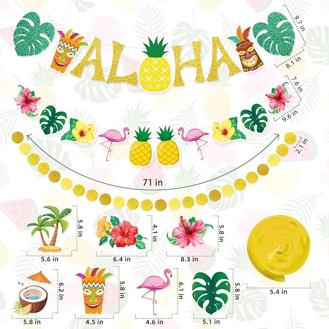 Pre Strung Hawaiian Aloha Party Banner Decorations Large Flamingo