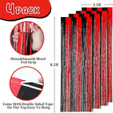 Voircoloria 4 Pack 3.3x8.2 Feet Red and Black Foil Fringe Backdrop