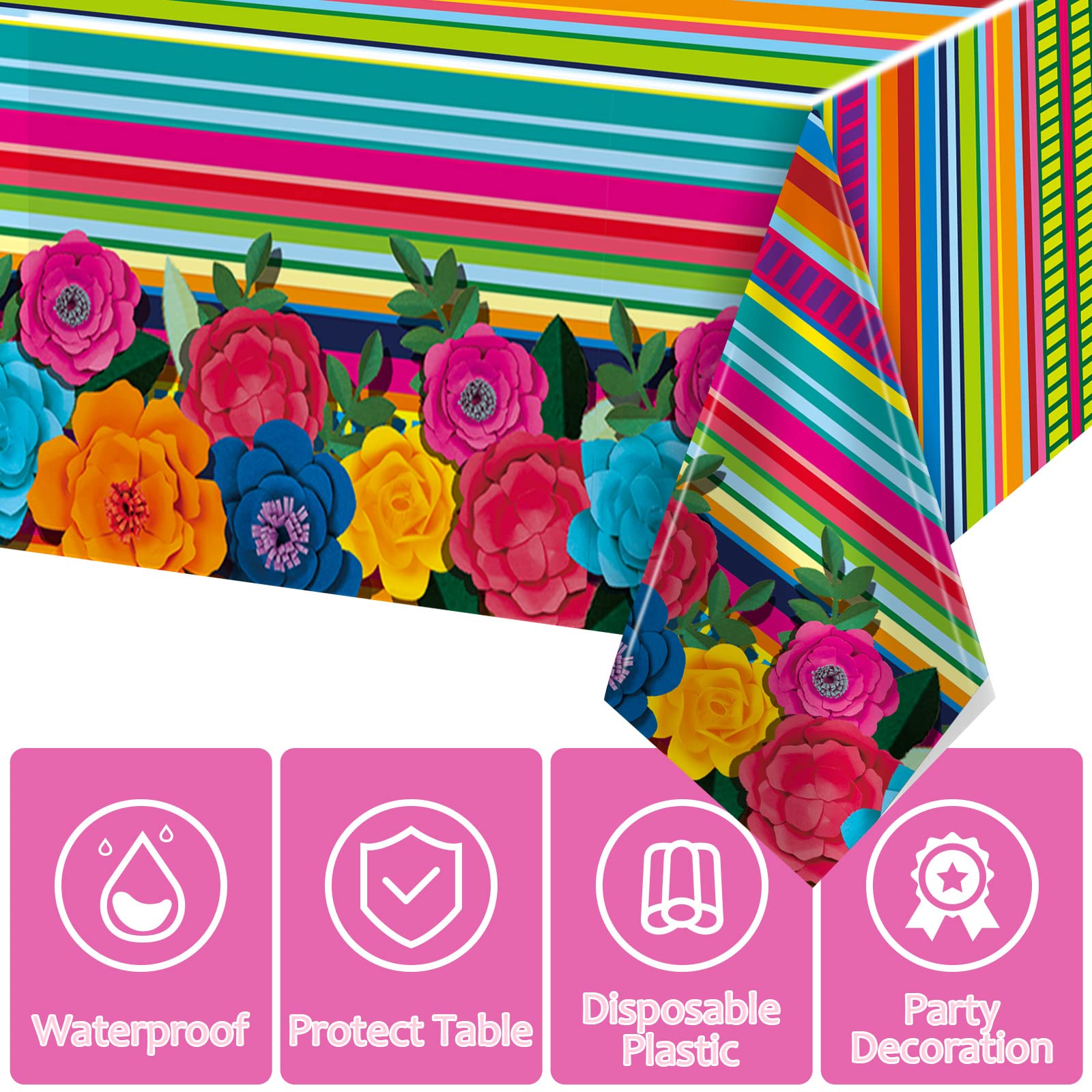 3 Pieces Mexican Fiesta Party Supplies Mexican Theme Tablecloths Fifth