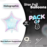 KatchOn, Transparent Iridescent Star Balloons - Big 19 Inch, Pack of 8