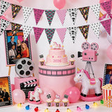 5PCS Pink Movie Night Party Decorations Pennant Banner 49Ft Theater