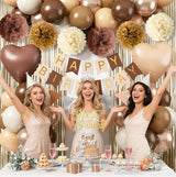 Brown Birthday Decorations Tan Beige Cream Neutral Boho Balloons