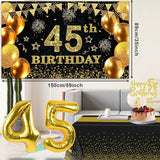 45th Birthday Decorations Men Women with 45th Birthday Banner Black