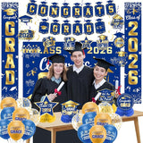 Graduation Decorations 2026 Blue and Gold Set, Congrats Grad Decor
