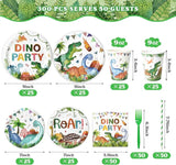 300 Pcs Dinosaur Plates and Napkins Serves 50 Guests Dinosaur