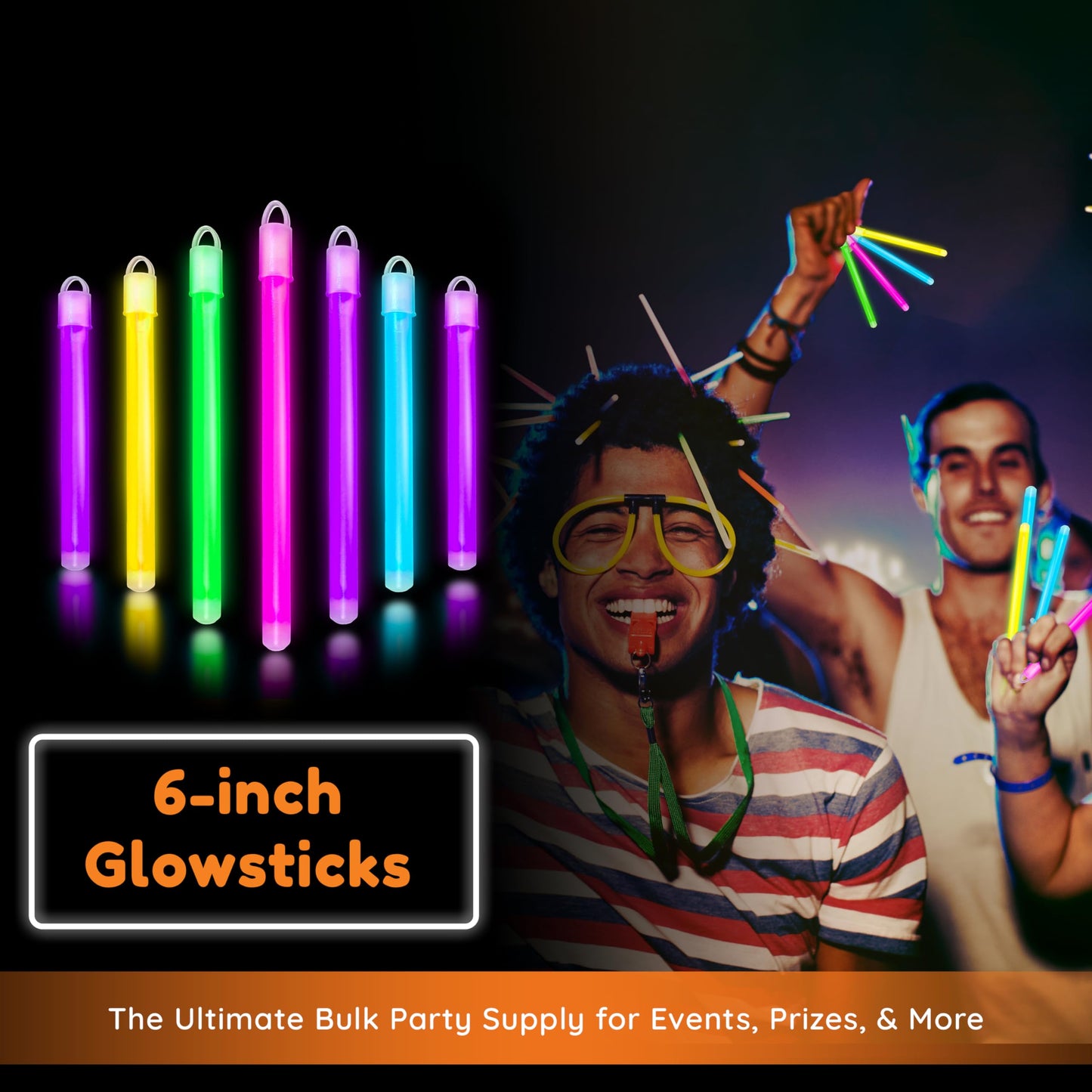 Glow Fever Glow in The Dark Sticks - 100 ct 6" Glow Sticks Bulk Party