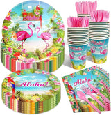 175 Pcs Aloha Tropical Flamingo Party Supplies Set Serves 25