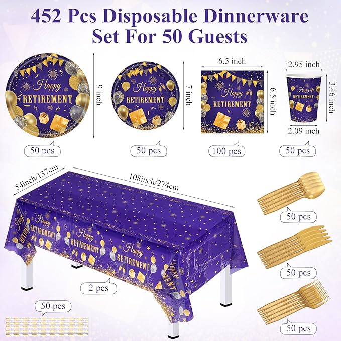 452 Pcs Retirement Party Decorations Supplies Women Set Include