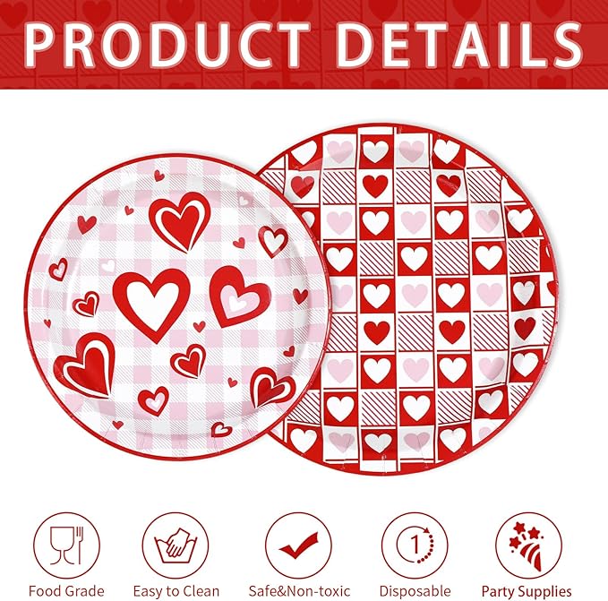 200Pcs Valentine's Day Decorations Happy Valentine Plates