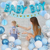Ouddy Party Blue Baby Shower Decorations with Its a Boy Banner Baby