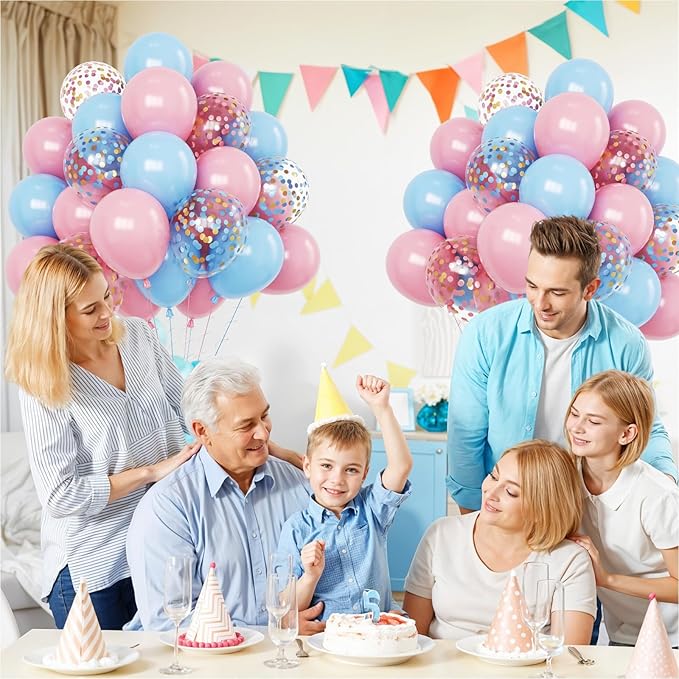 Funhot Pink and Blue Balloon Set, 60PCS Gender Reveal Balloons,