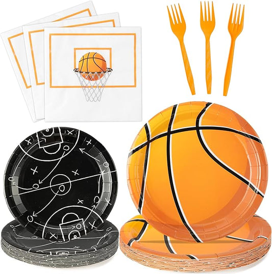 96Pcs Basketball Party Plates Supplies Sports Theme Tableware