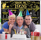 DARUNAXY 100th Birthday Black Gold Party Decoration, Back in 1926