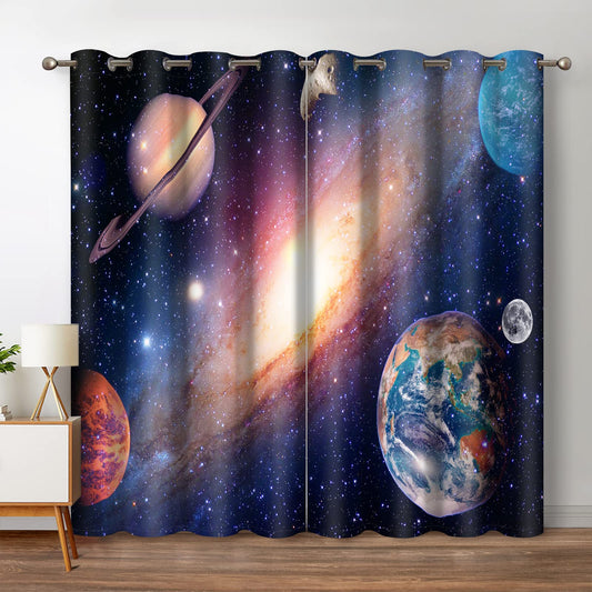Jekeno Galaxy Planet Blackout Curtains Outer Space Universe Nebula