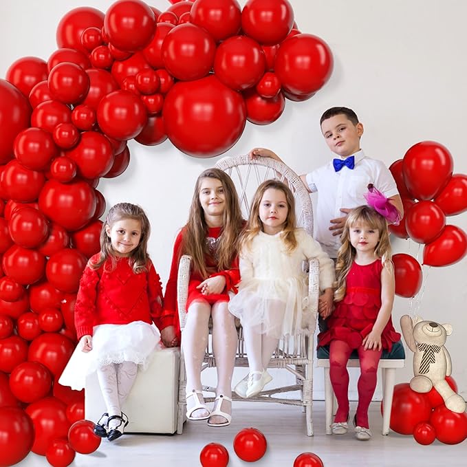 Amandir 153 Pcs Red Balloons Arch Garland Kit, Different Sizes 18 12