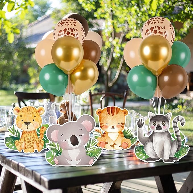 12 Sets Baby Shower Jungle Animals Balloon Stand Kit Safari Baby