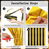 2 Pack Graduation Backdrop, 3.28 FT x 7.05 FT Black and Gold Foil