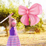 Hooqict Pink Bow Pinata with Blindfold and Bat Stick Pink Girls Pinata