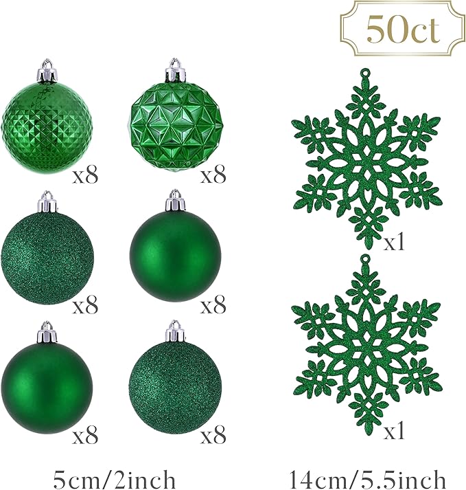 Valery Madelyn Christmas Tree Decorations Ornament Set, 50ct 2 Inches