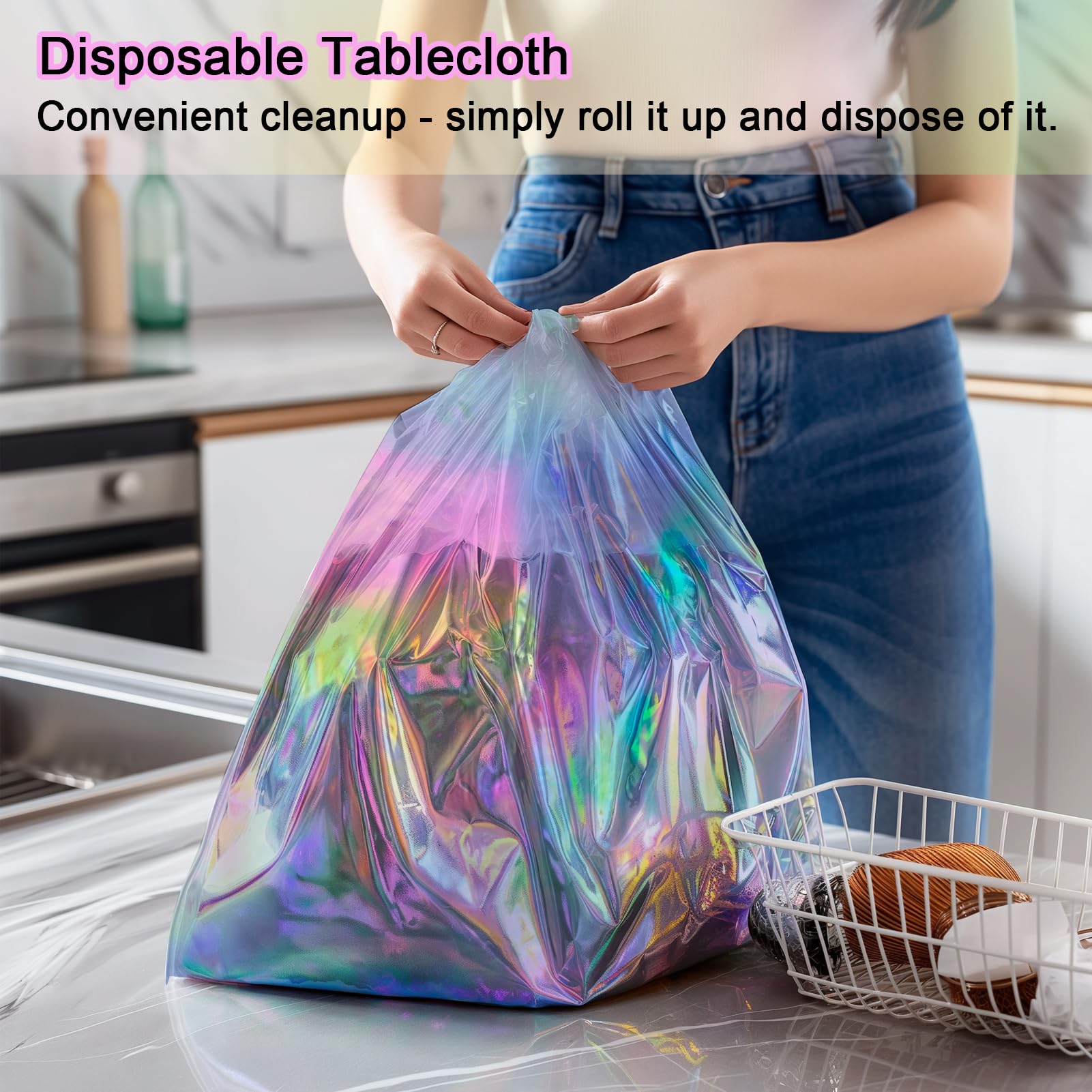 iCrius 3-Pack Holographic Disposable Tablecloths 54x108 Inch -