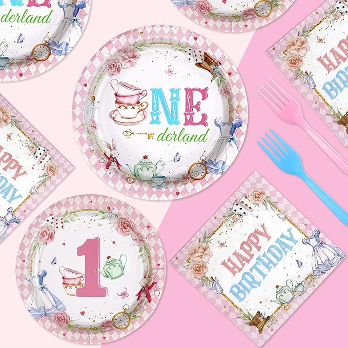 96Pcs Onderland First Birthday Party Supplies Onederland 1st