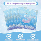 Snowflake Winter Wonderland 3rd Birthday Paper Plates Napkins Forks