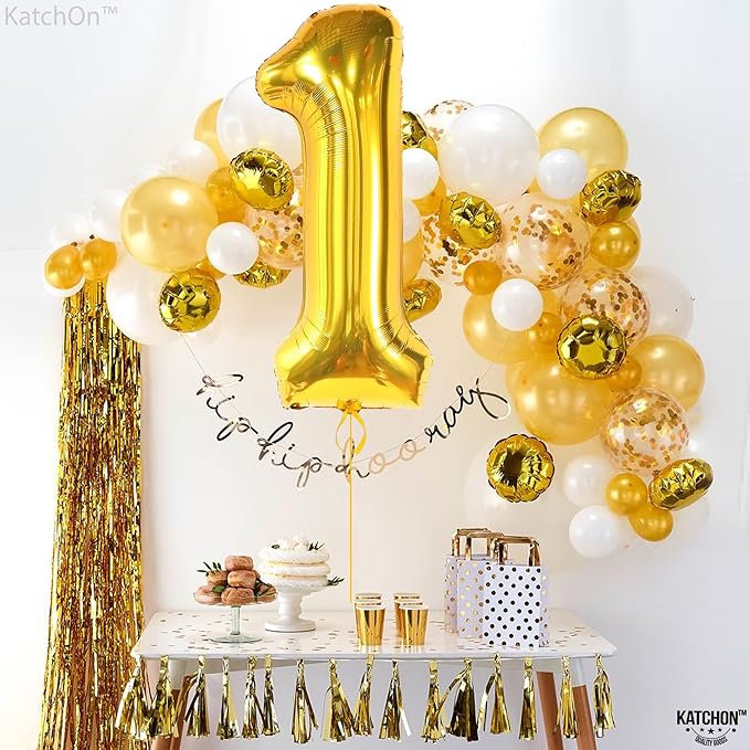 KatchOn, Gold Number 1 Balloons For First Birthday - 40 Inch | Number