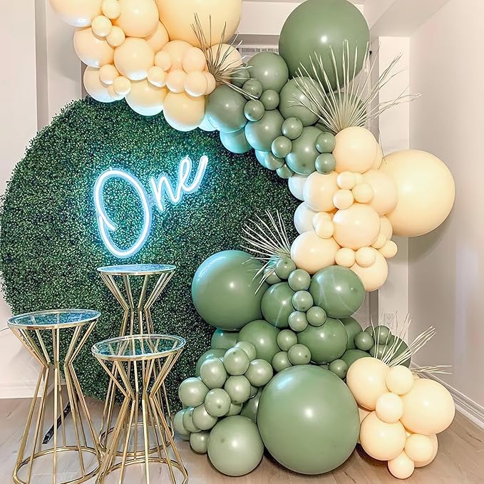 PartyWoo Sage Green Balloons 50 pcs 12 Inch Matte Dusty Olive Boho