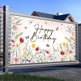 Avezano Wildflower Birthday Backdrop Girls Floral Birthday Banner